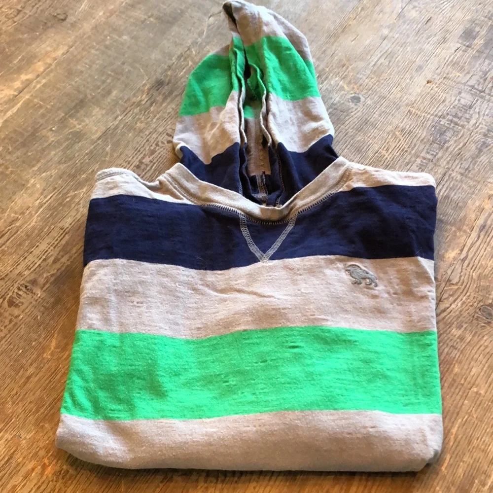 Old Navy Boys Stripped Hoodie Pull Over Tee Shirt